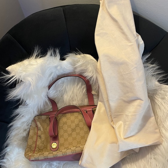 Gucci GG Mini Boston Bag Canvas x Leather Beige Pink Gold Hardware Made In Italy - Picture 3 of 12